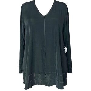 Heydari Black Art to Wear Tunic Top XL NWT Made USA Lagenlook Minimalist